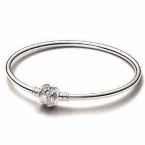 Pandora Sterling Charm Bangle Bracelet Shooting Star Clasp- Silver